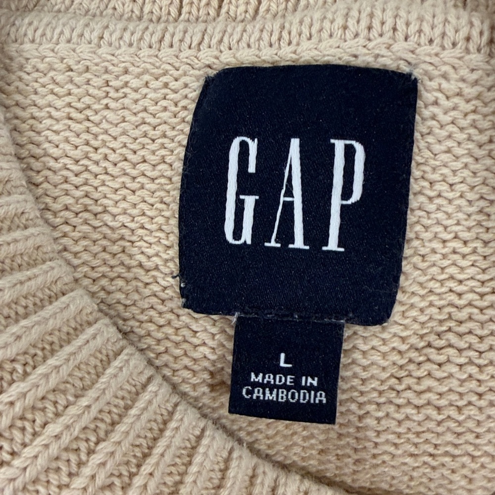 GAP Cream Ribbed Hem cotton Sweater – Women’s Size Large – Soft Neutral Pullover - Picture 7 of 7